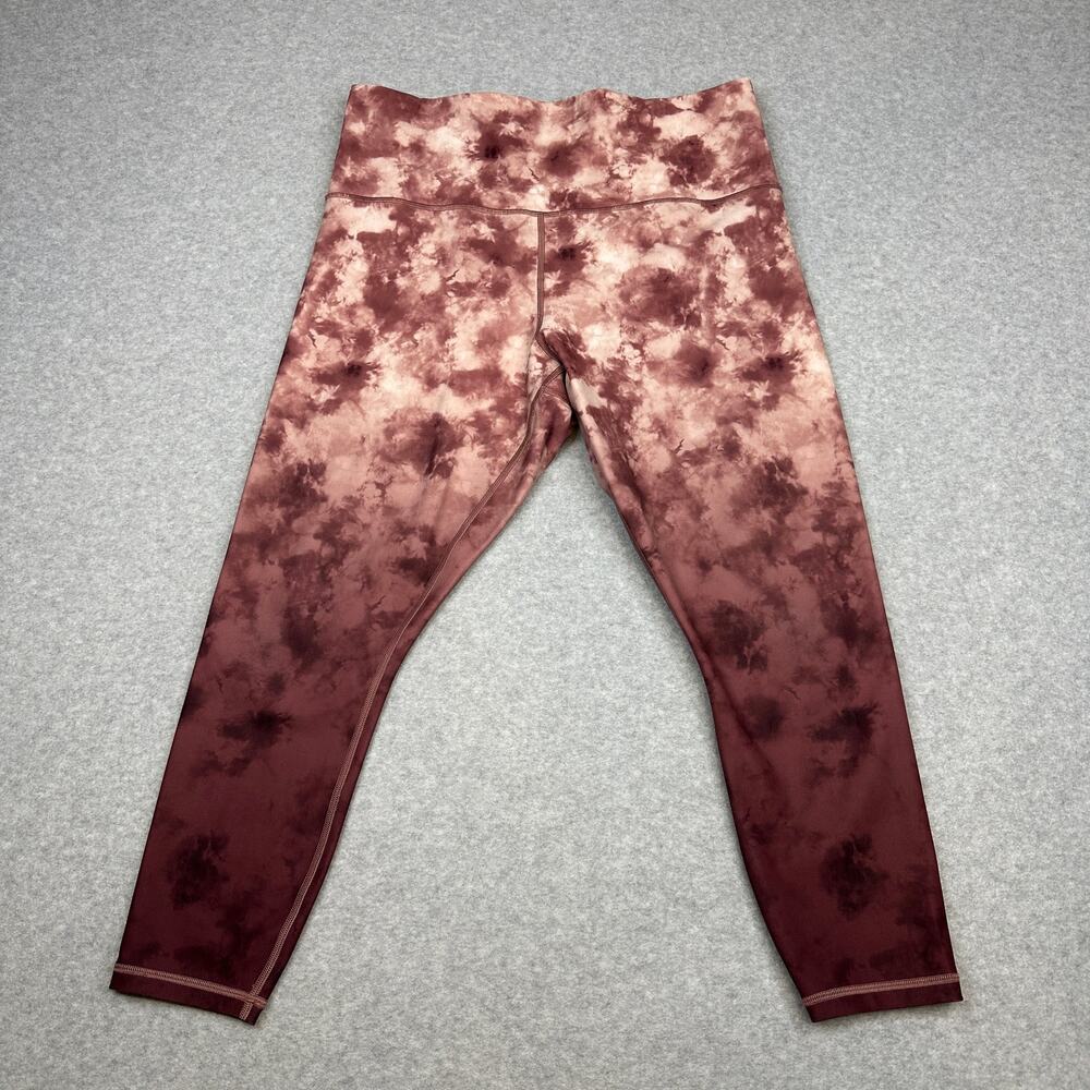ATHLETA Elation 7/8 Tight Leggings 1X Pink Maroon Tie Dye High Rise Stretch Yoga